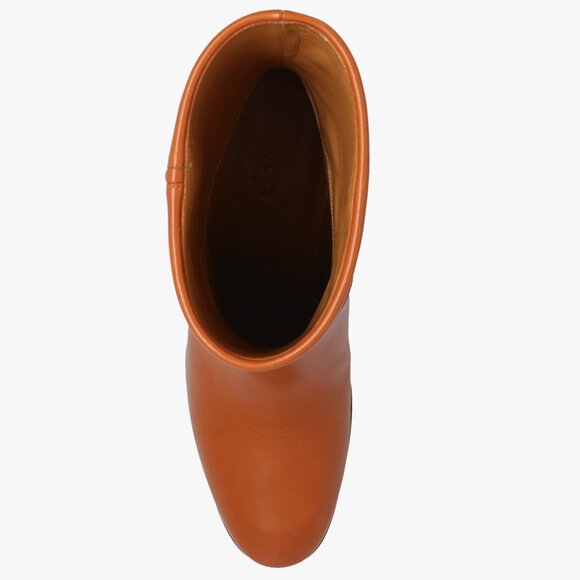 GUCCI BOOTS ELIZABETH HEELED ANKLE BROWN LEATHER w HORSEBIT - Picture 4 of 16